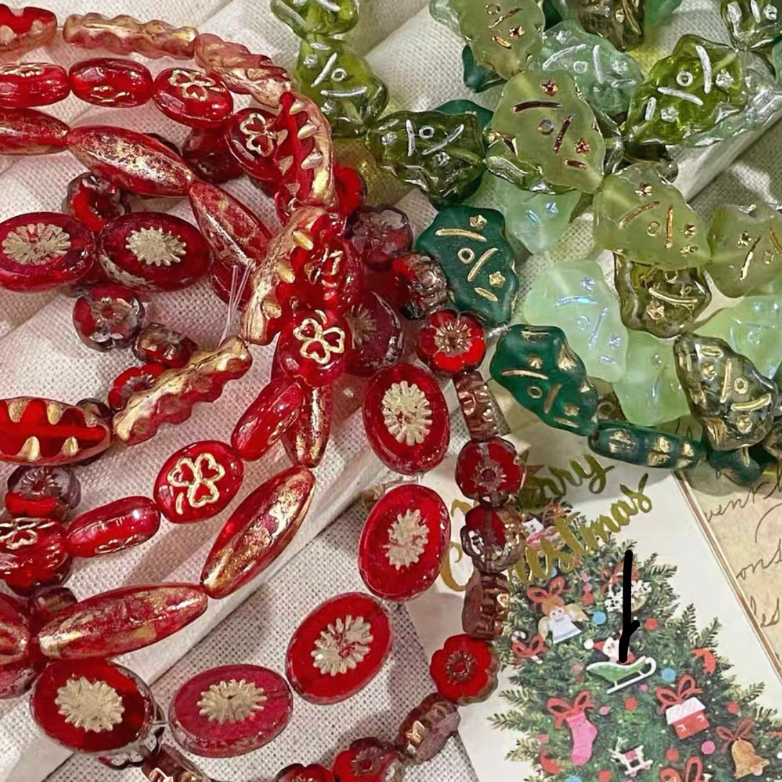 Christmas Czech Beads