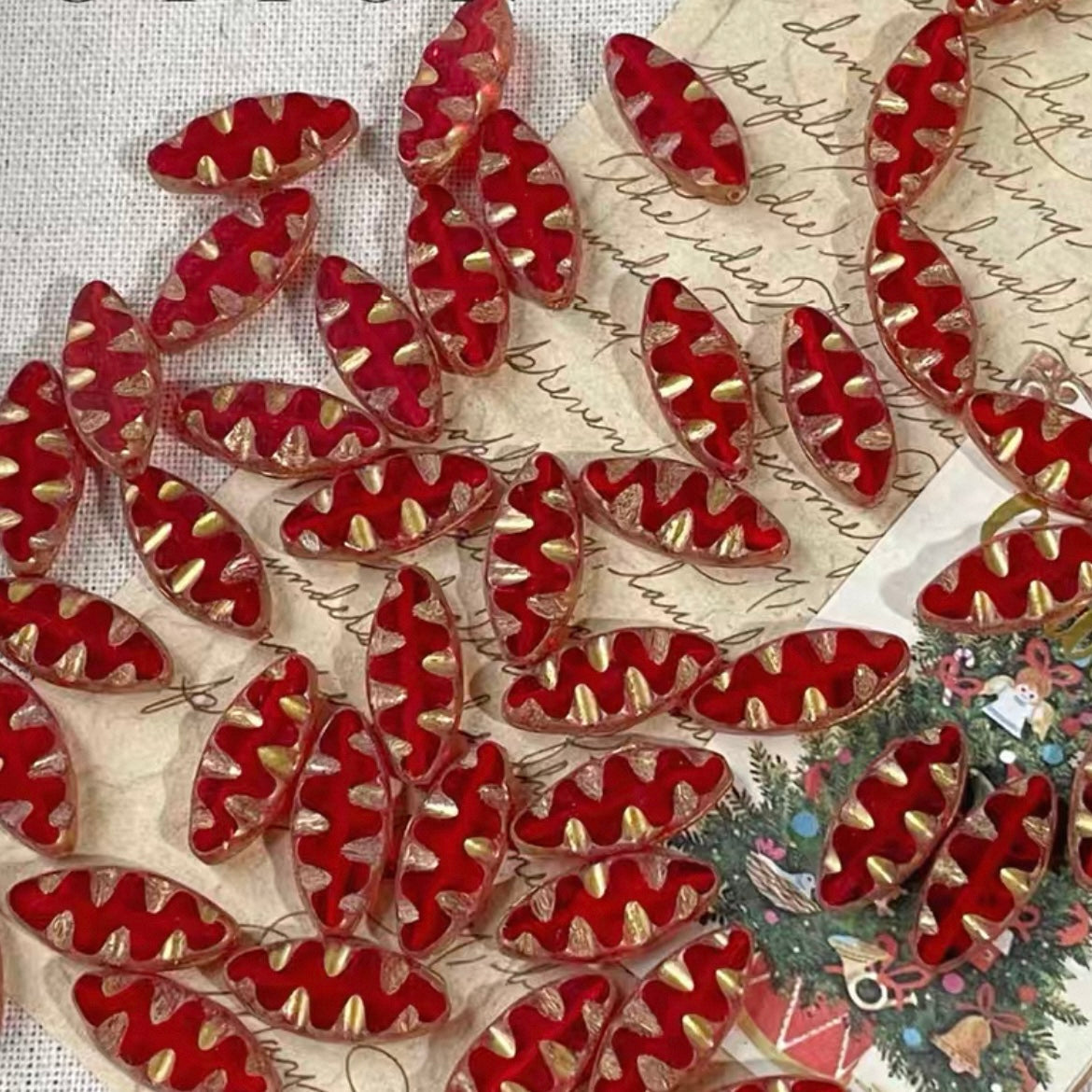 Christmas Czech Beads