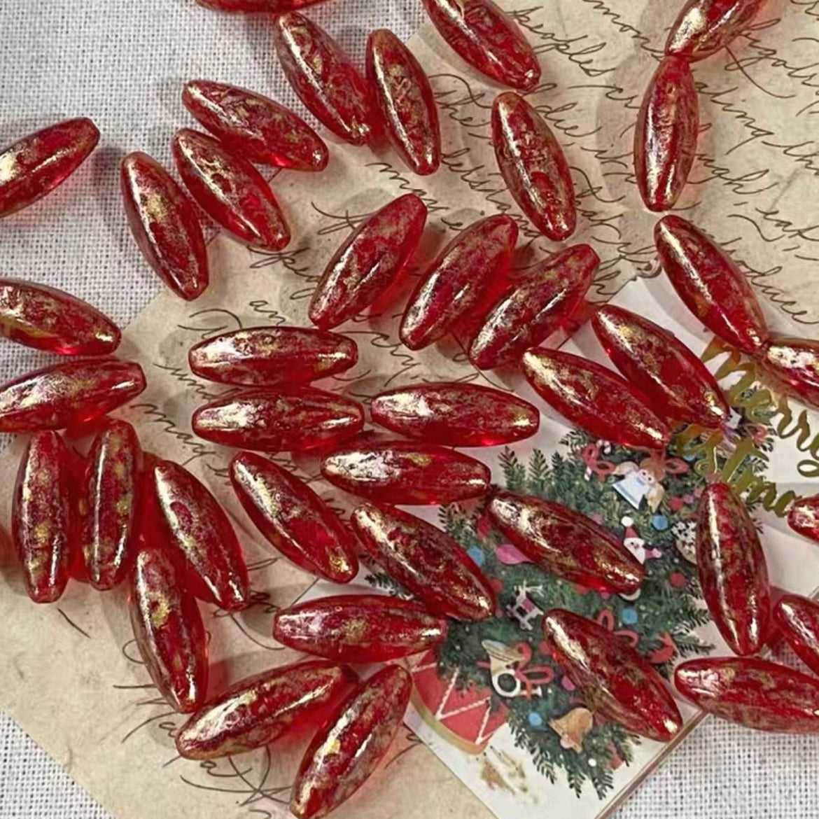 Christmas Czech Beads