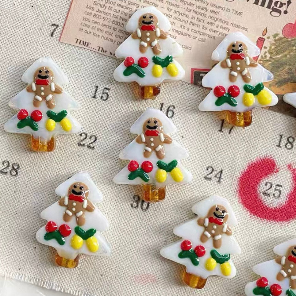 Christmas Tree Hand-Painted Beads