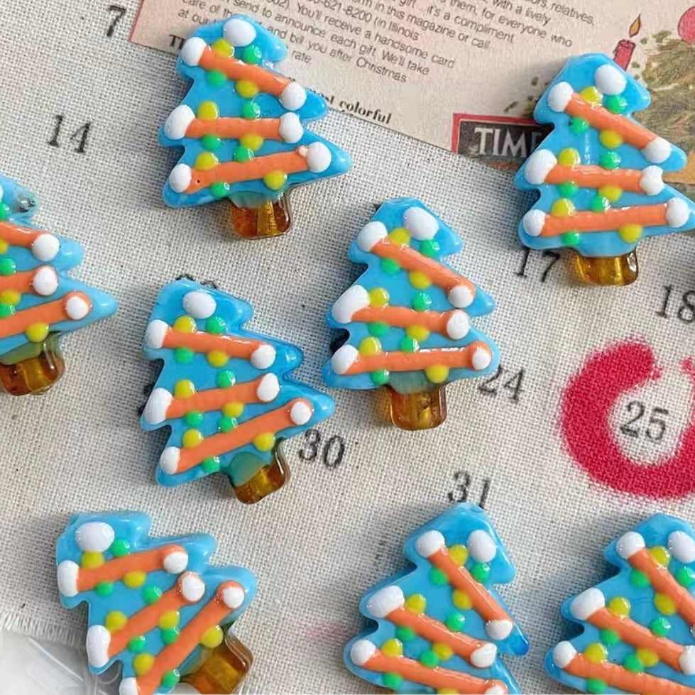Christmas Tree Hand-Painted Beads