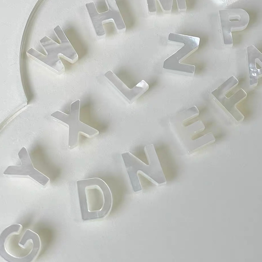 Natural White Mother-of-Pearl Letter Beads