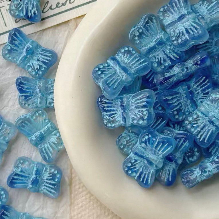 Czech Blue Picasso Beads