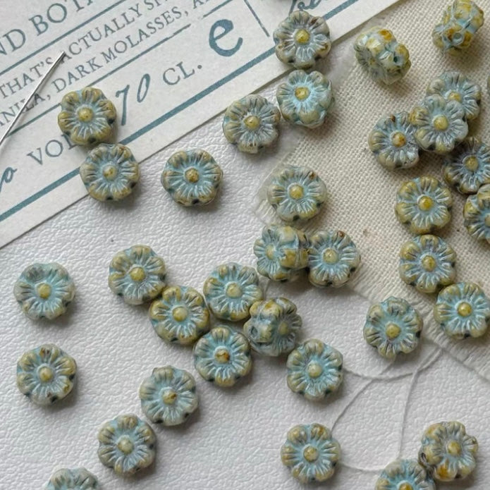 Czech Blue Picasso Beads