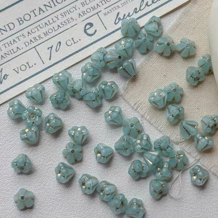Czech Blue Picasso Beads