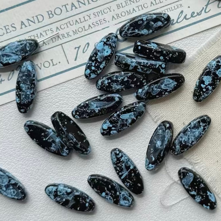 Czech Blue Picasso Beads