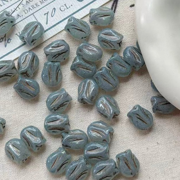 Czech Blue Picasso Beads