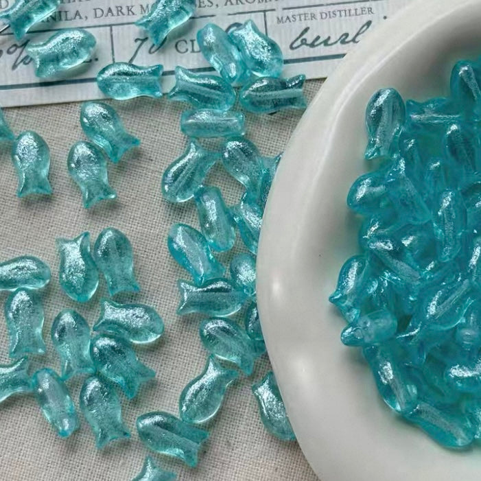 Czech Blue Picasso Beads