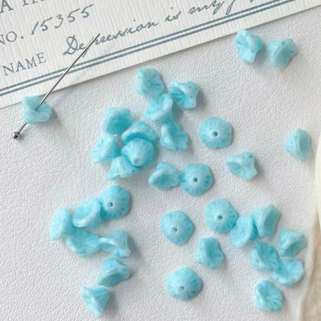 Czech Blue Picasso Beads