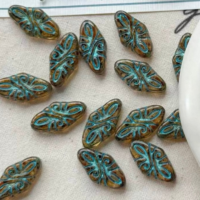 Czech Blue Picasso Beads