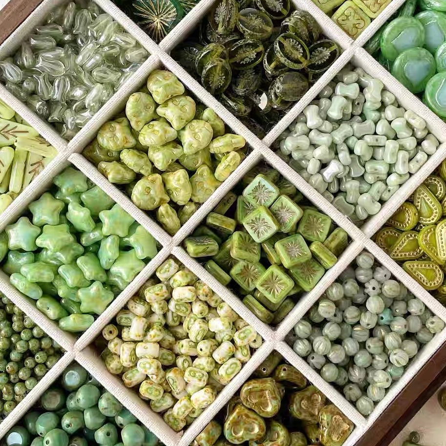 Endless Summer Green Czech Beads