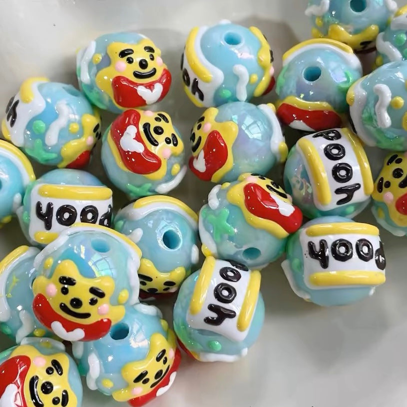 Acrylic Heavy-Duty Hand-Painted Beads