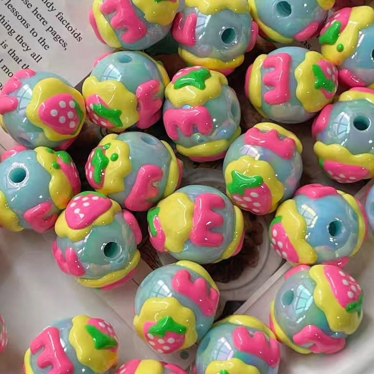Acrylic Heavy-Duty Hand-Painted Beads