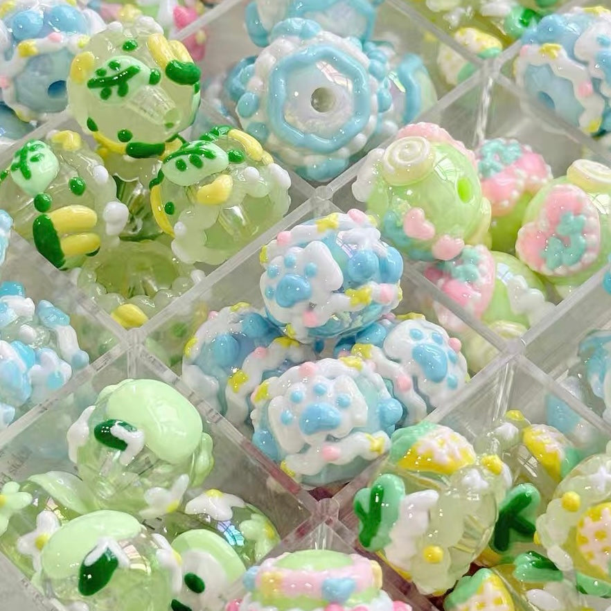 Acrylic Heavy-Duty Hand-Painted Beads