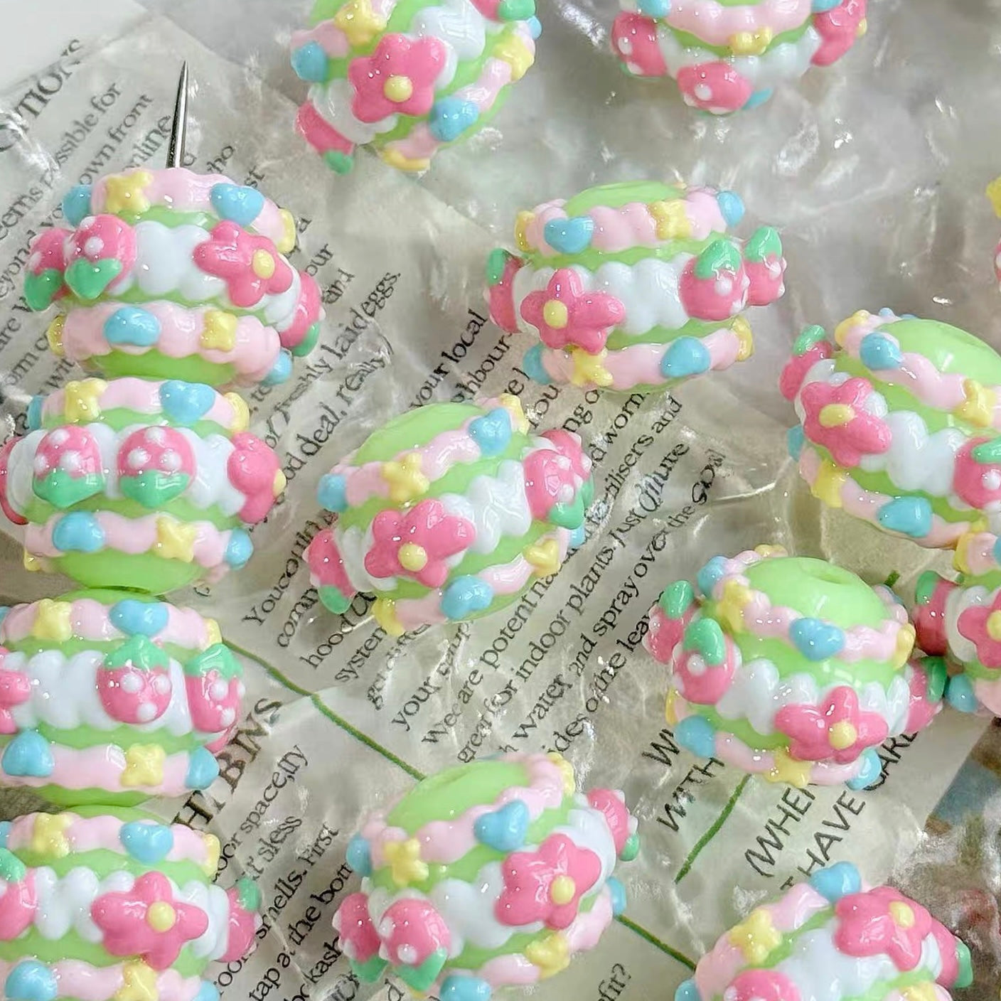 Acrylic Heavy-Duty Hand-Painted Beads