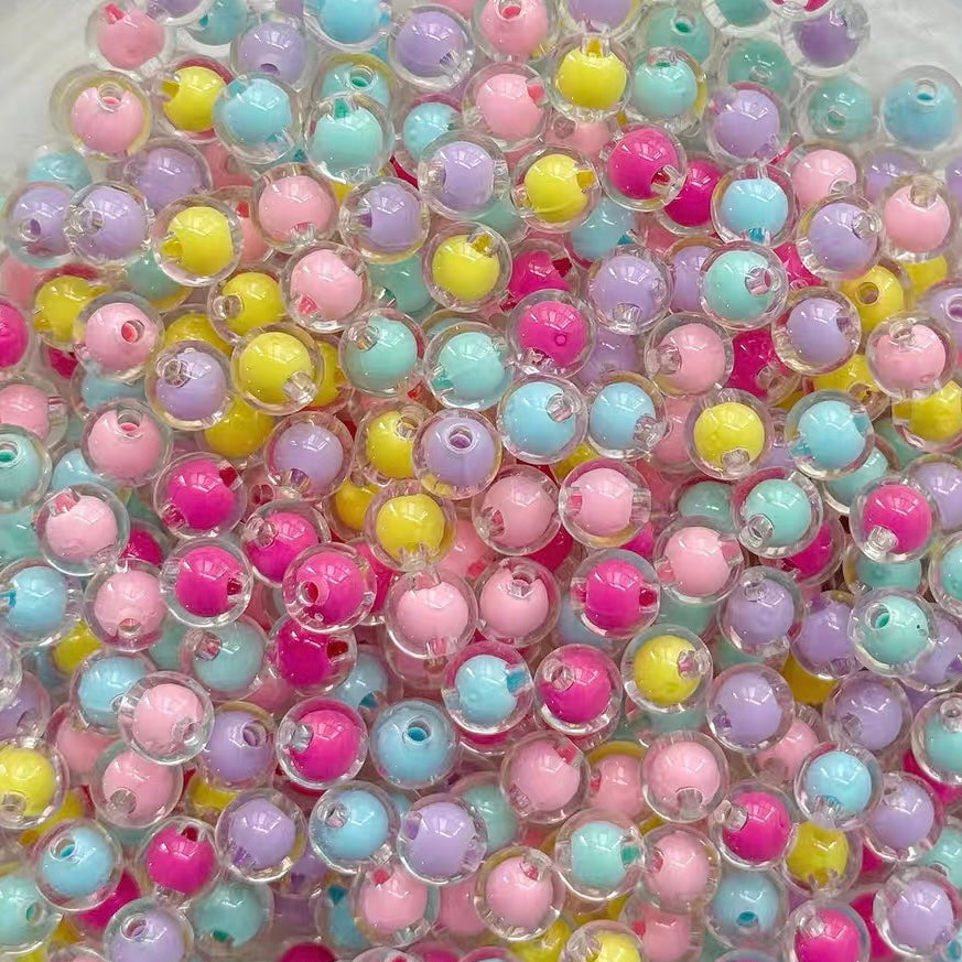 Acrylic Mixed-Color Round Beads