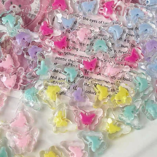 Acrylic Colorful Sandwich Butterfly Beads