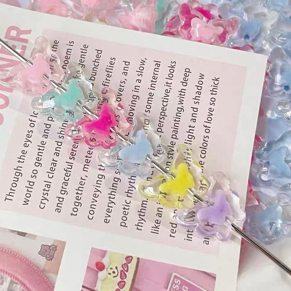 Acrylic Colorful Sandwich Butterfly Beads