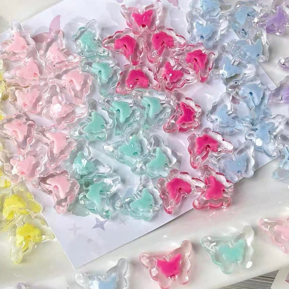 Acrylic Colorful Sandwich Butterfly Beads