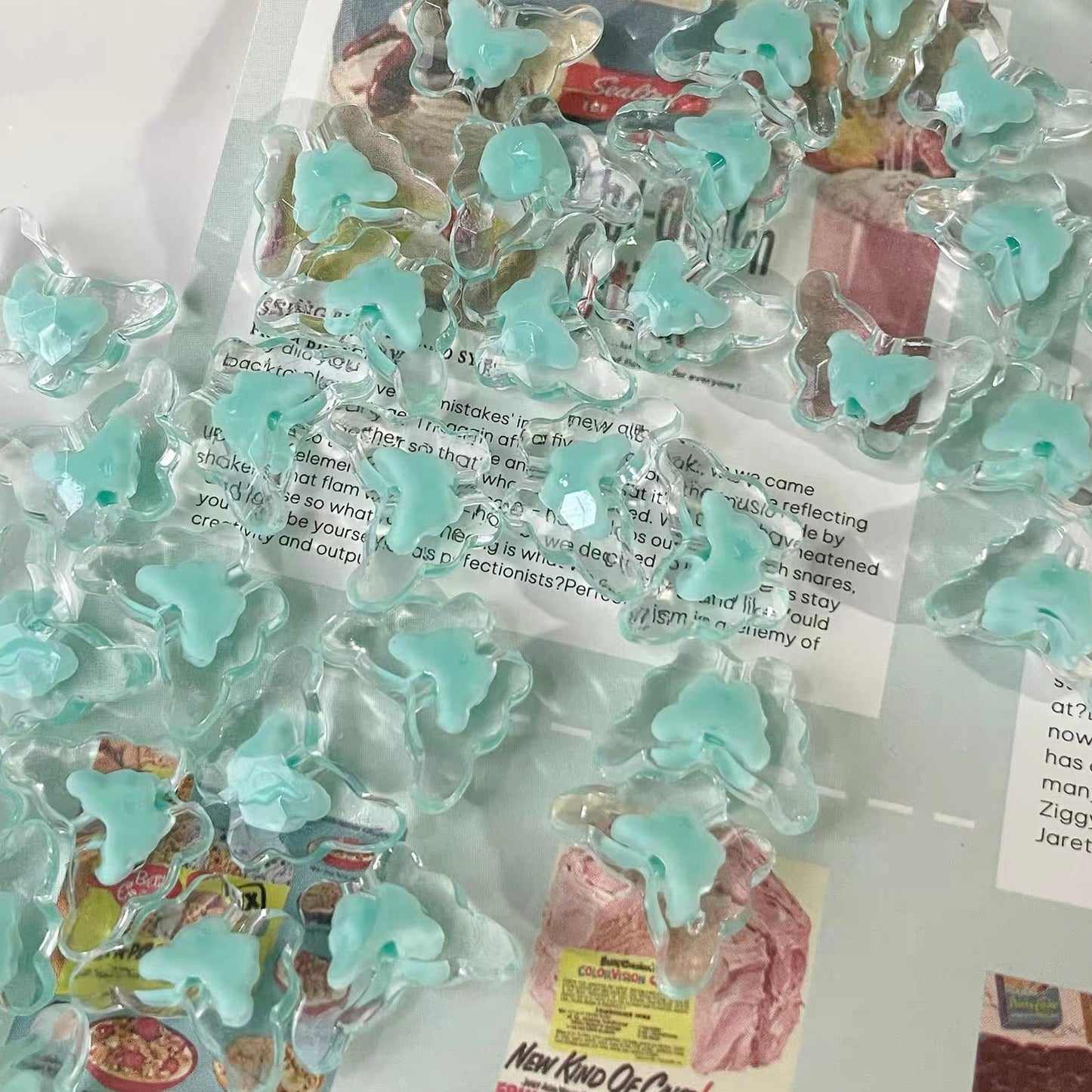 Acrylic Colorful Sandwich Butterfly Beads