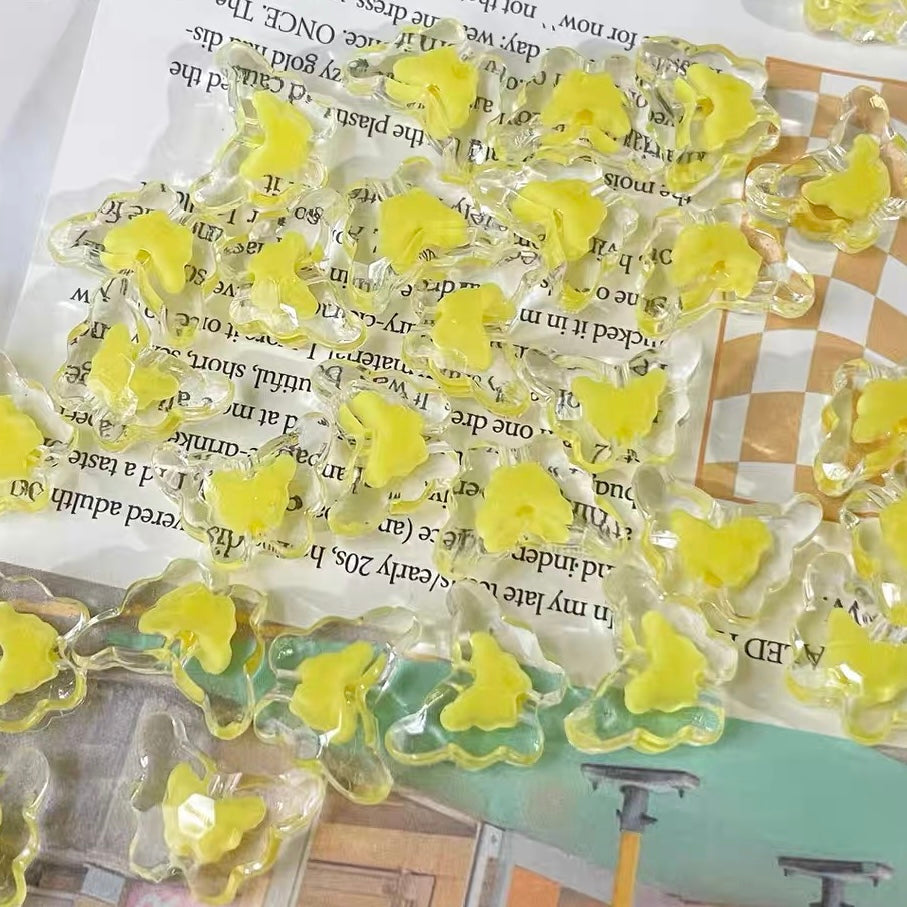 Acrylic Colorful Sandwich Butterfly Beads