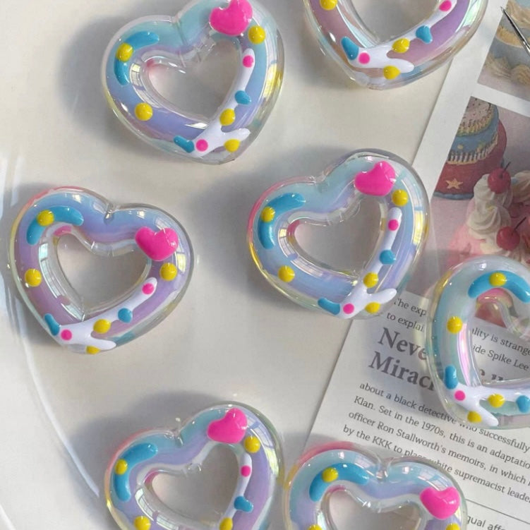 Acrylic Hand-Painted Heart Beads