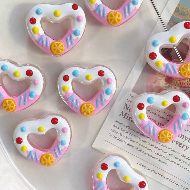Acrylic Hand-Painted Heart Beads