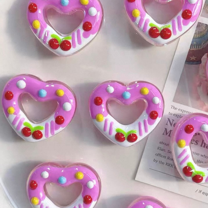 Acrylic Hand-Painted Heart Beads