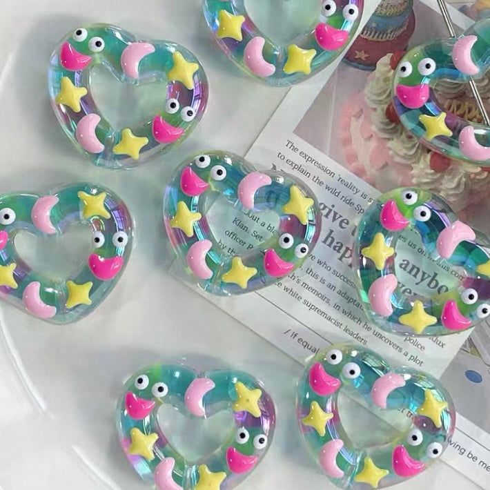 Acrylic Hand-Painted Heart Beads