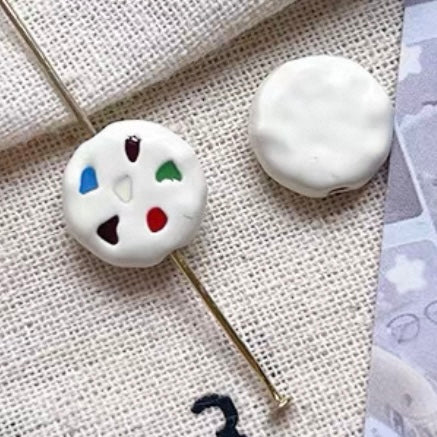 Powder white handmade alloy beaded