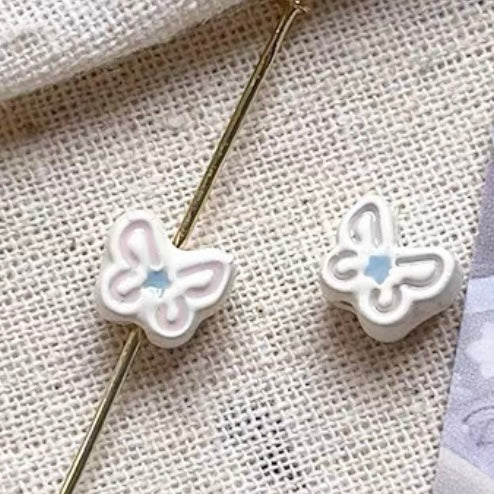 Powder white handmade alloy beaded