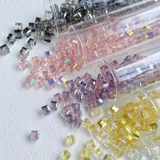 3D Iridescent Square Beads