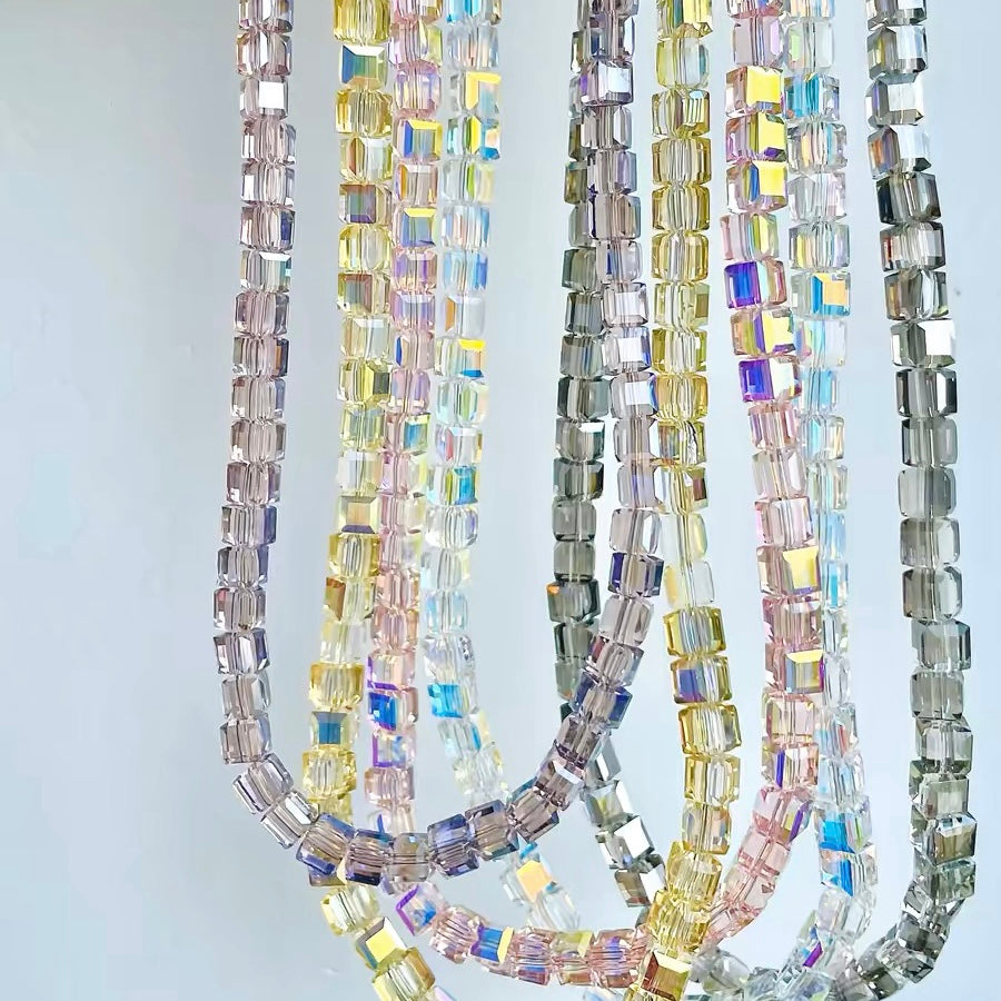 3D Iridescent Square Beads