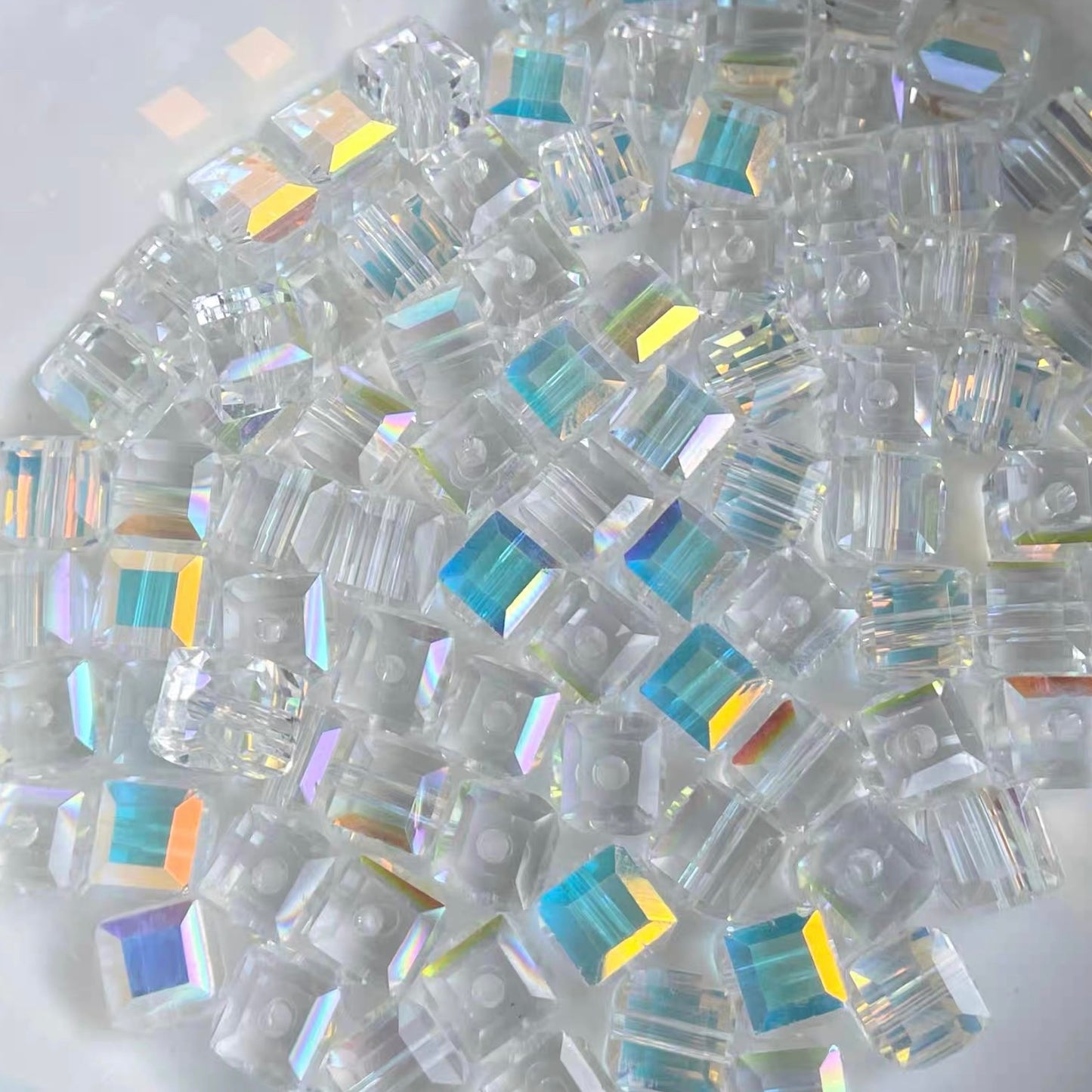 3D Iridescent Square Beads