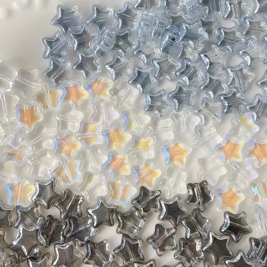 Rainbow-plated Star-shaped Glass Beads