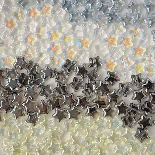 Rainbow-plated Star-shaped Glass Beads