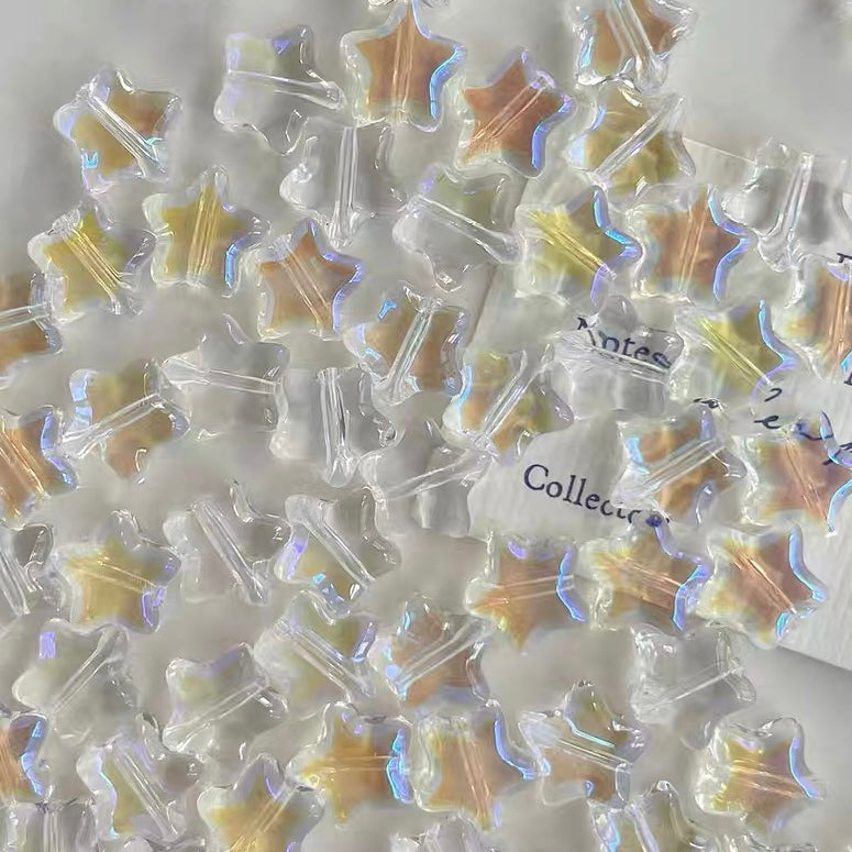 Rainbow-plated Star-shaped Glass Beads