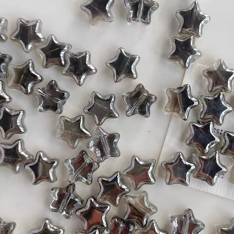 Rainbow-plated Star-shaped Glass Beads