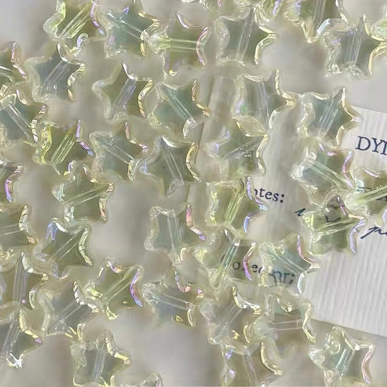 Rainbow-plated Star-shaped Glass Beads