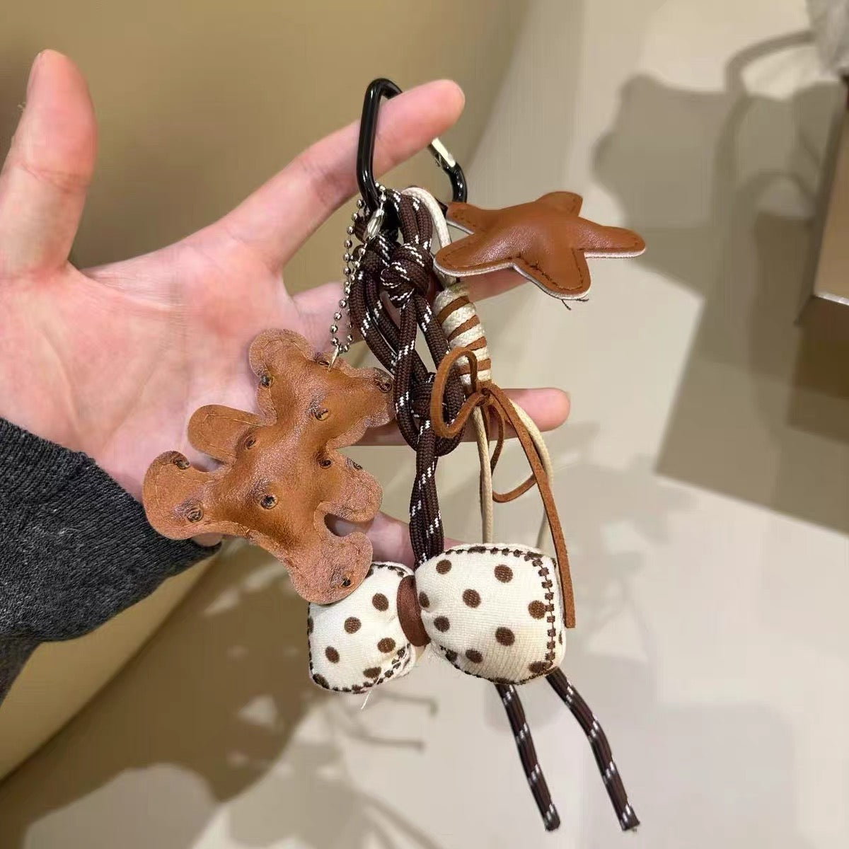Leather Bear Bag Charm & Phone Chain