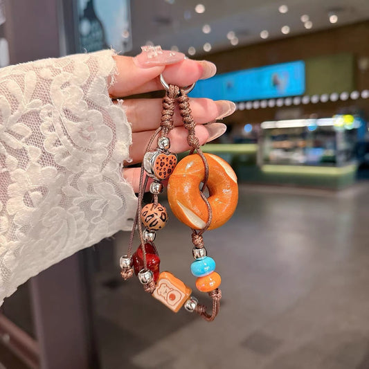 Pretzel Handmade Beaded Bag Charm & Phone Chain