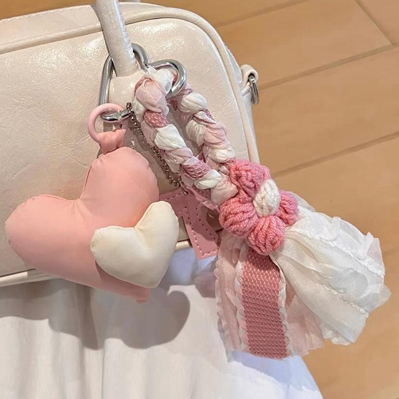 Cute Bow & Pink Heart Bag Charm & Phone Chain
