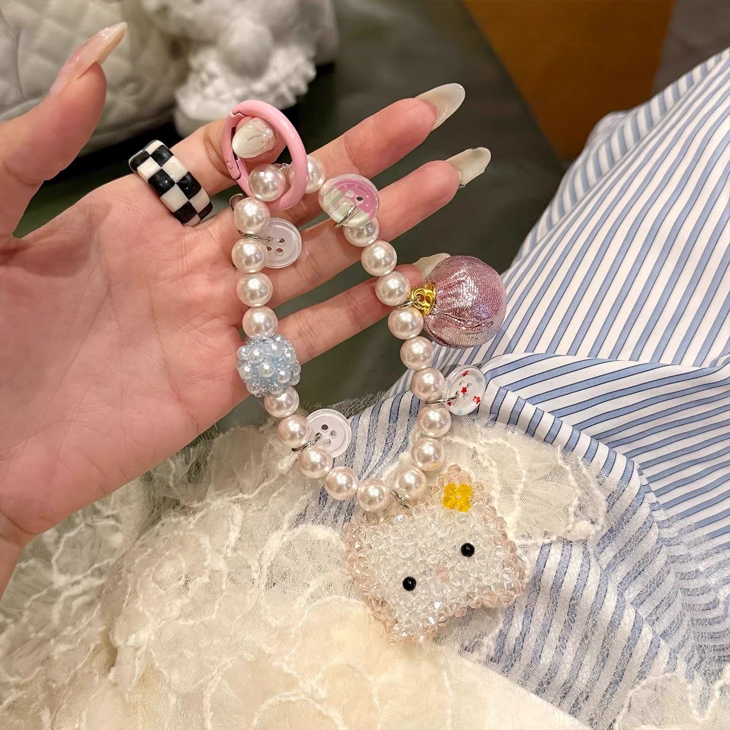 HK Handmade Beaded Bag Charm & Phone Chain