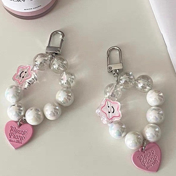 Star and Smiley Face Acrylic Beads Bag Charm & Phone Chain