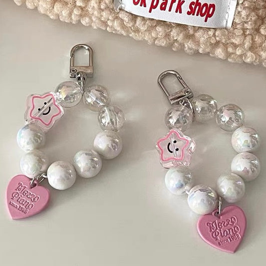 Star and Smiley Face Acrylic Beads Bag Charm & Phone Chain