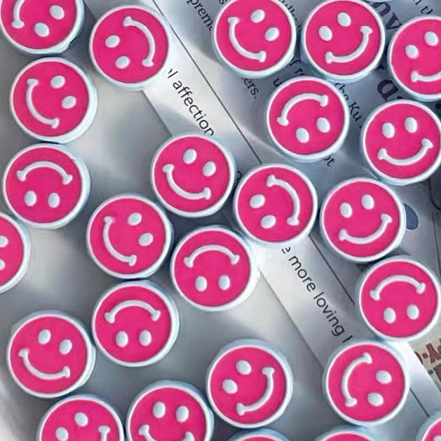Alloy Dripping Oil Round Smiling Face Colorful Beads