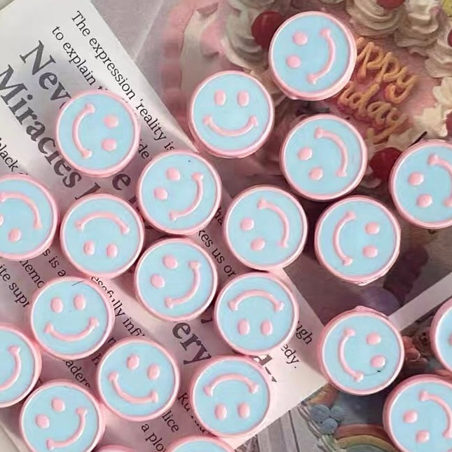 Alloy Dripping Oil Round Smiling Face Colorful Beads