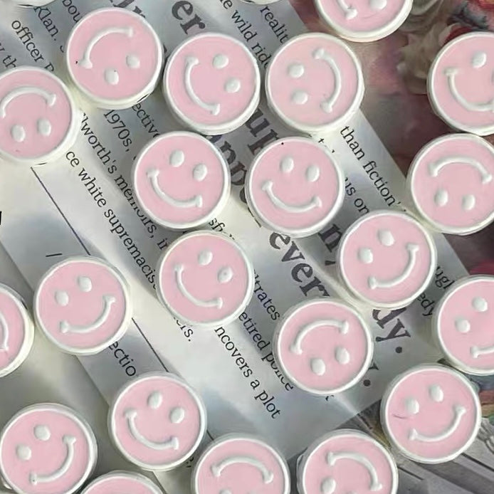 Alloy Dripping Oil Round Smiling Face Colorful Beads