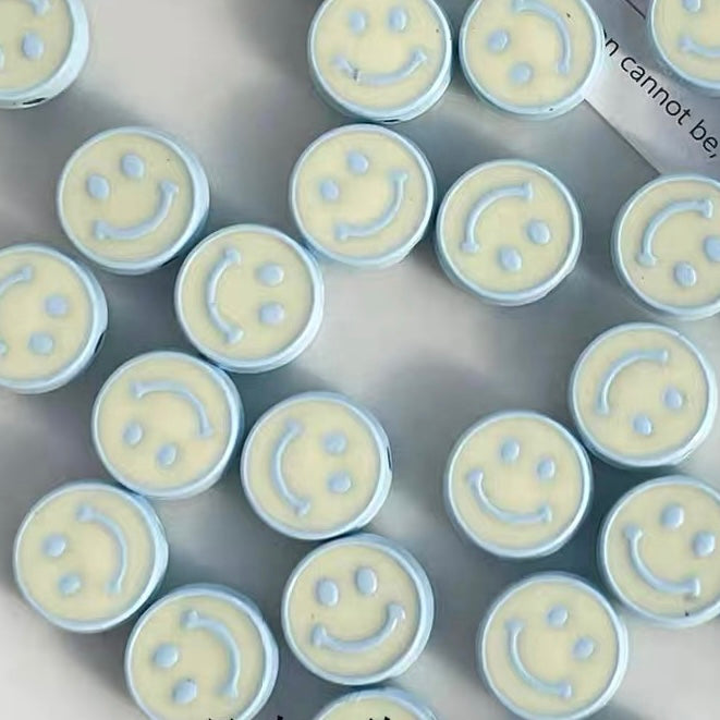 Alloy Dripping Oil Round Smiling Face Colorful Beads