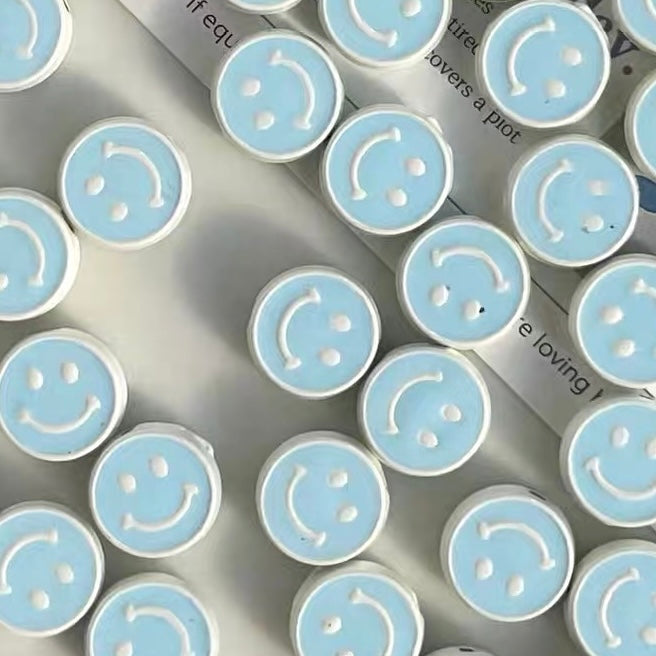 Alloy Dripping Oil Round Smiling Face Colorful Beads